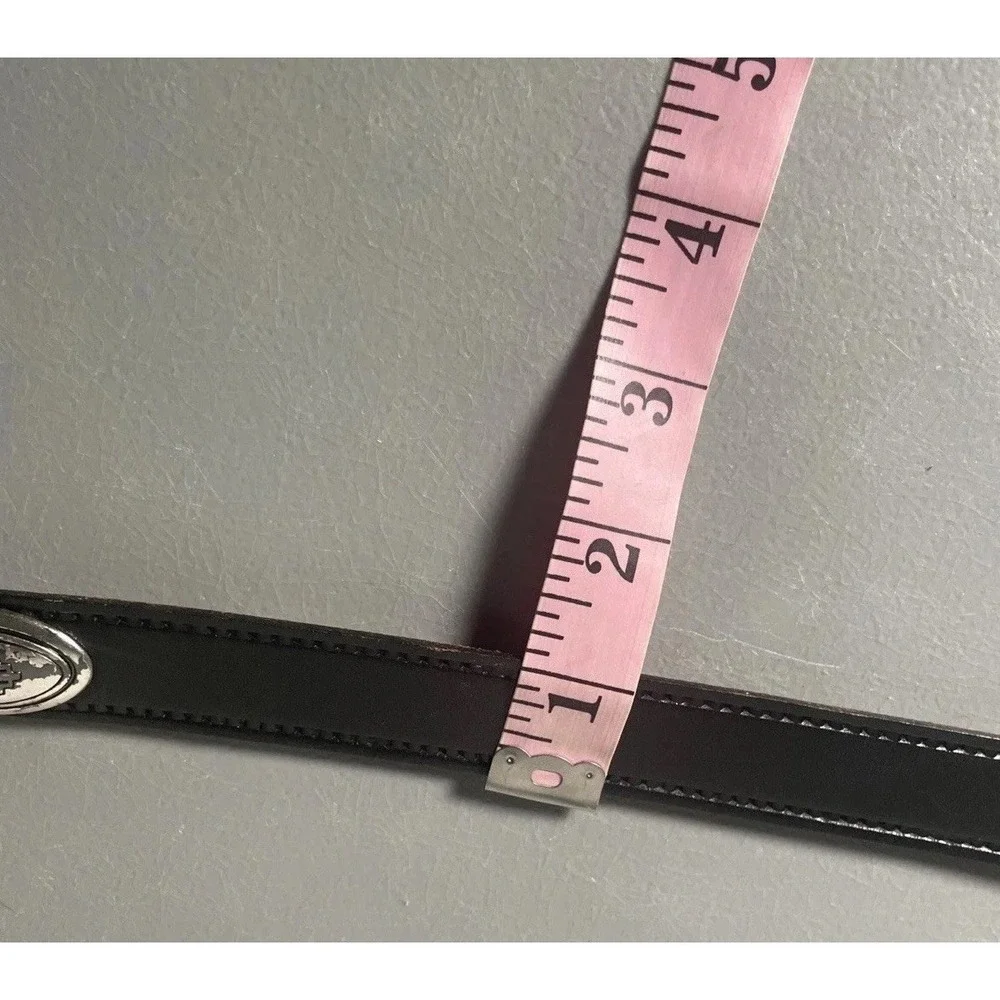 Vintage Concho Black Leather‎ Western Full Grain Cowhide Belt Size 42